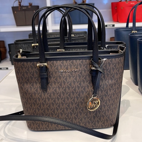 MICHAEL KORS 
Jet Set Travel Extra-Small Logo Top-Zip Tote Bag
BROWN/Back 
NWT - Picture 10 of 16